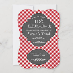 Invitation I DO BARBEQUE Fiançailles Chalk En vichy Invitatio