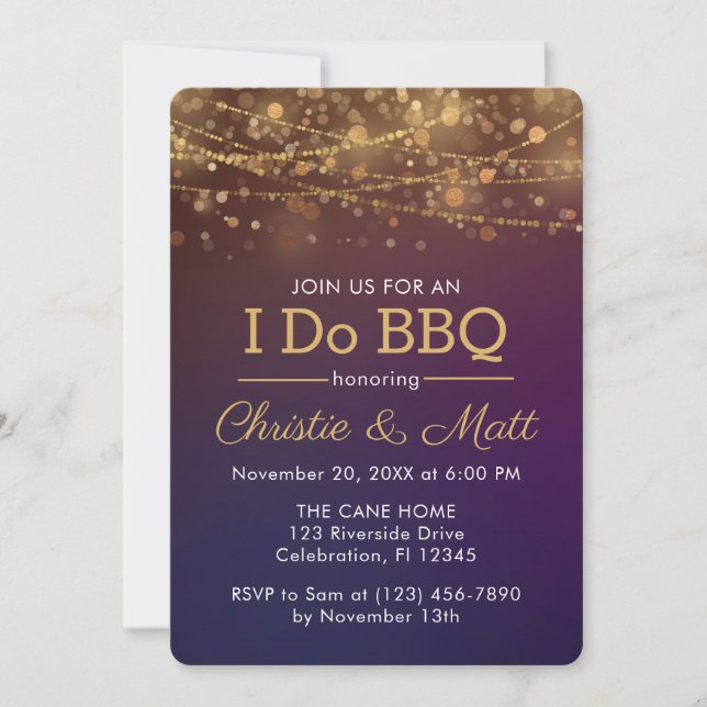 Invitation I DO BBBQ Dusk Bokeh (Devant)