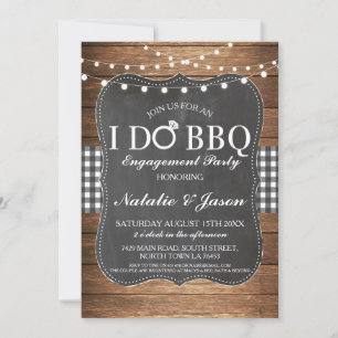 Invitation I DO BBBQ Engagement Party Black White Douche