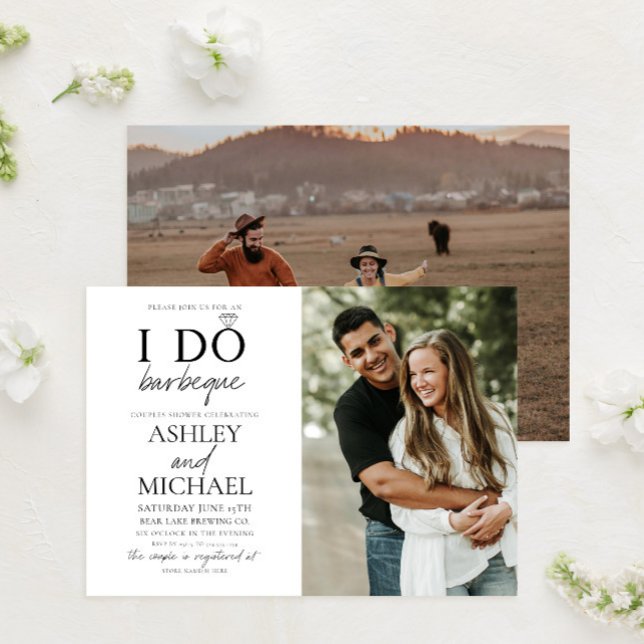 Invitation I Do BBQ Black White 2 Photo Simple Script Douche (Créateur téléchargé)
