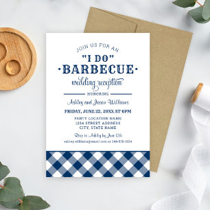 Invitation I Do BBQ Marine Blue Wedding Réception