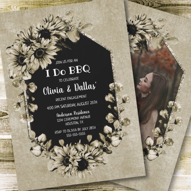 Invitation I Do BBQ Pays Sunflower Photo Party (Créateur téléchargé)