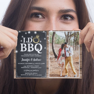 Invitation 'I DO BBQ' Rustic Photo Engagement Party