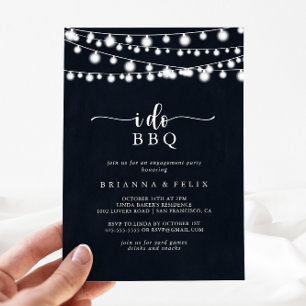 Invitation I Do BBQ Rustic String Lights Engagement Party