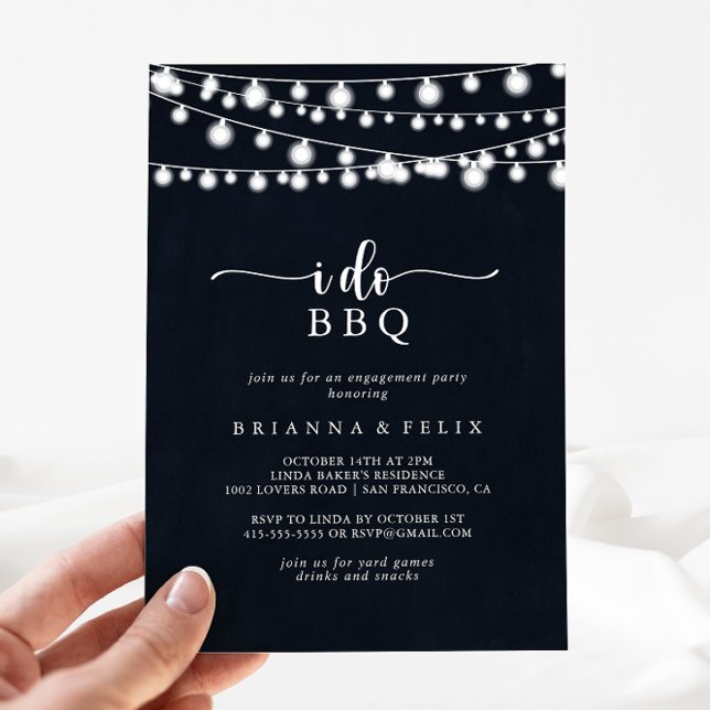 Invitation I Do BBQ Rustic String Lights Engagement Party   (Créateur téléchargé)