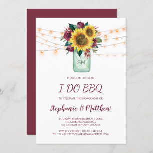 Invitation I Do BBQ Sunflower Bourgogne Rose Fiançailles