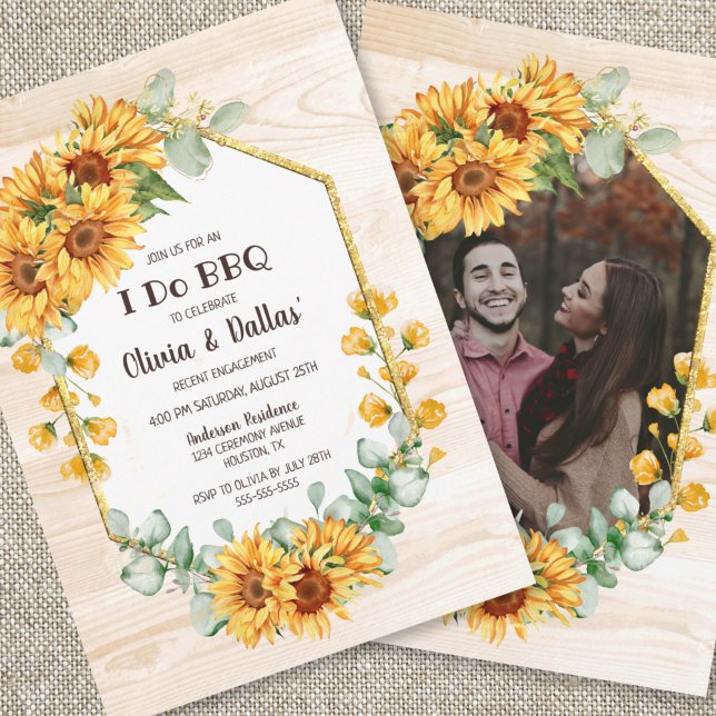 Invitation I Do BBQ Sunflower Fiançailles Florales (Créateur téléchargé)
