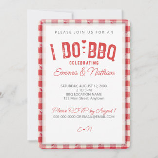 Invitation I DO BBQ wedding shower décontracté rouge en vichy