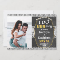 I DO Fiançailles Photo Elegant Lace Chalkboard BBQ