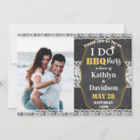 I DO Fiançailles Photo Elegant Lace Chalkboard BBQ
