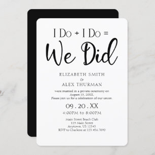 Invitation I Do = Nous Avons Fait Mariage Elopement Invitatio