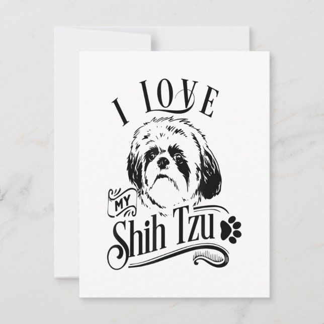 Invitation I Love My Shih Tzu I mignon animal animal animal a (Devant)