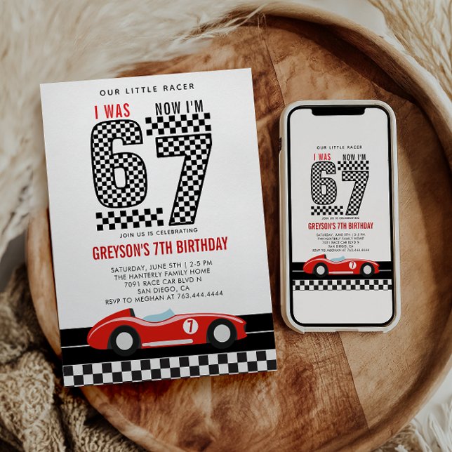 Invitation I Was 6 Now I'm 7 Race Car Boy 7th Birthday Party (I Was 6 Now I'm 7 Race Car Boy 7th Birthday Party Invitation
)