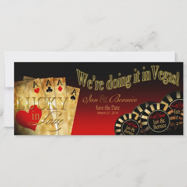 Invitation Ian & Bernice Las Vegas Deluxe Red Black Gold (Devant)