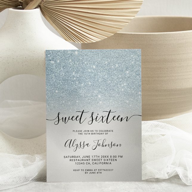 Invitation Ice bleu argent parties scintillant holographique  (Créateur téléchargé)