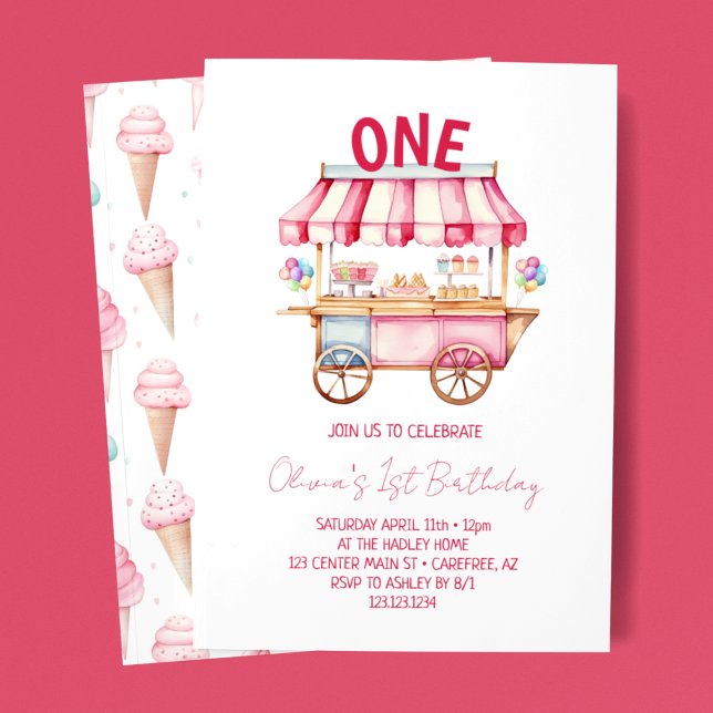 Invitation Ice Cream Kid's 1st Birthday (Créateur téléchargé)