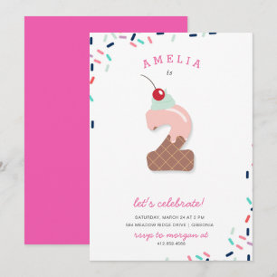 Invitation Ice Cream Party Enfants rose Anniversaire Invitati