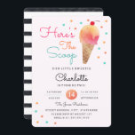 Invitation Ice Cream Party Enfants rose Anniversaire Invitati<br><div class="desc">Amusant design coloré rose,  orange et crème glacée à la menthe et confetti. Collection correspondante dans le Little Bayleigh Store.</div>