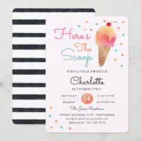 Ice Cream Party Enfants rose Anniversaire Invitati