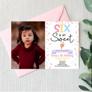 Invitation Ice Cream Six est tellement sucré 6ème anniversair