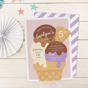 Invitation Ice Cream Sundae Anniversaire de enfant Party