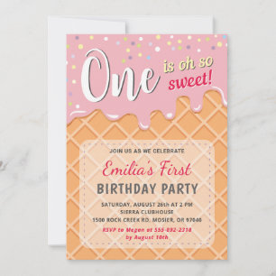 Invitation Ice Cream Sweet Party Girl Premier anniversaire