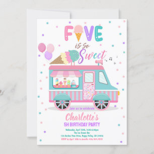 Invitation Ice Cream Truck Five est si doux 5e anniversaire