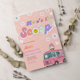 Invitation Ice Cream Truck Scoops 2nd Birthday