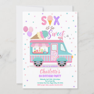 Invitation Ice Cream Truck Six est si doux 6e anniversaire fê