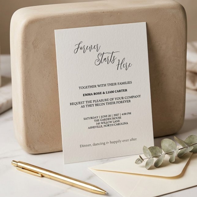Invitation Ici commence l'éternité, mariage simple script (Créateur téléchargé)