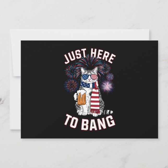 Invitation Ici juste pour claquer Bière Drapeau USA Chat Amou (Devant)