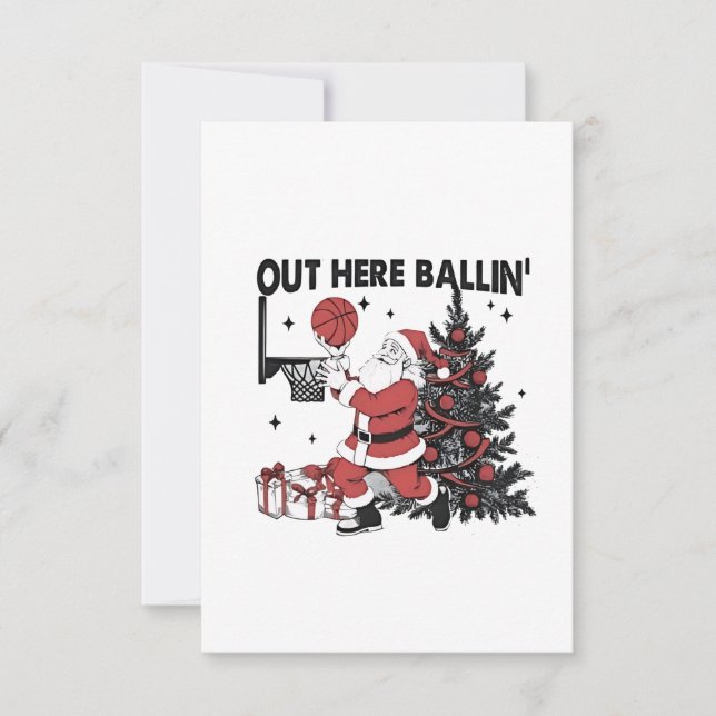 Invitation Ici on joue au basket Sport Xmas Noël (Devant)