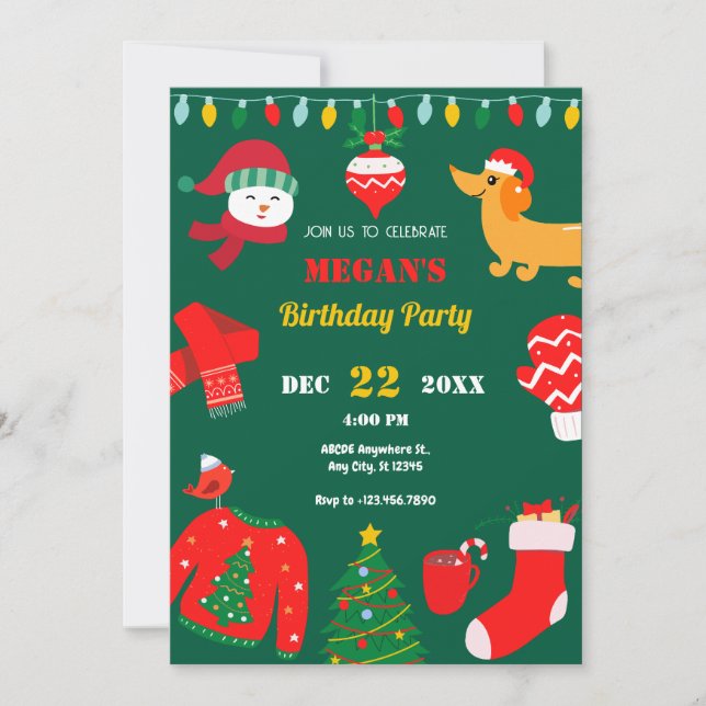 Invitation Icône d'hiver de Noël vert  (Devant)