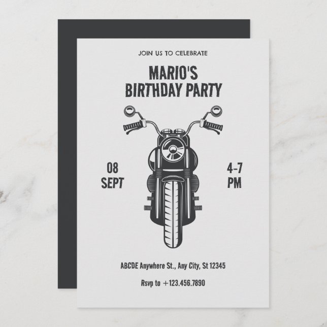 Invitation Icône moto vintage (Devant / Derrière)