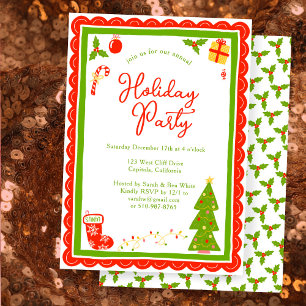Invitation Icônes de Noël mignonnes Scallop FÊTE DE FINS D'AN