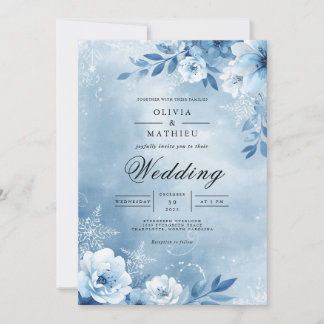 Invitation Icy Blue Bloom Enchantment Wedding