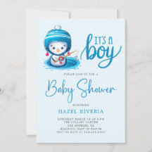 Icy Blue Penguin C’est un Baby shower pour garçon