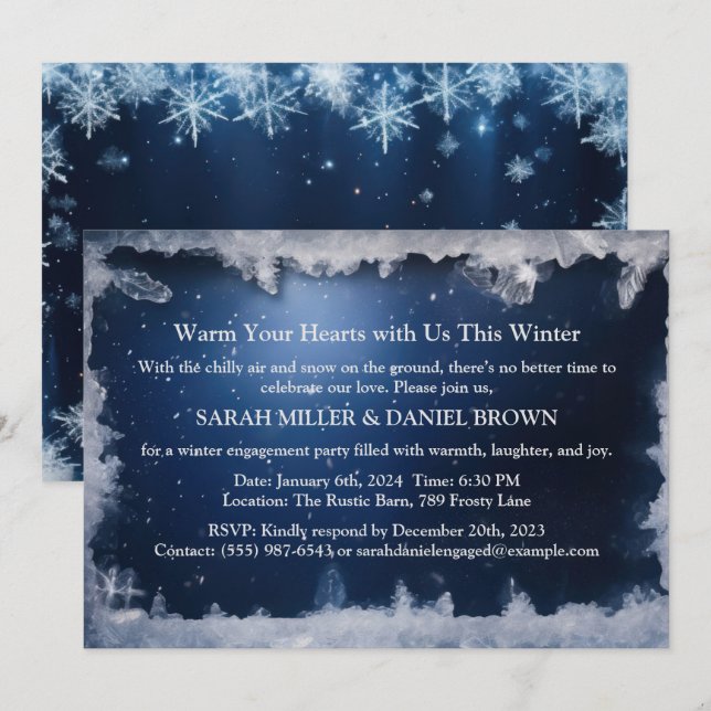 Invitation Icy Blue Winter Wonderland (Devant / Derrière)