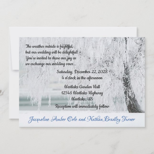 Invitation Icy Branches Winter Wonderland Mariage (Devant)