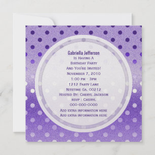 Invitation Icy Purple Sparkle : Polka-dots :Invitation de la