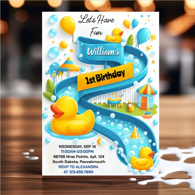 Invitation Idéal Boules de Splash Été Mousse de canard 1er An (Créateur téléchargé)