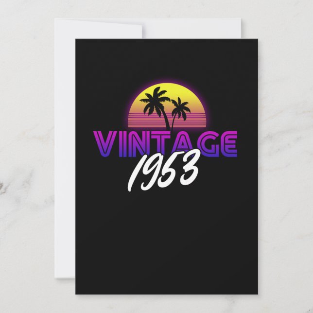 Invitation Idée cadeau d'anniversaire Retrowave Vintage 1953 (Devant)