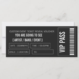 Invitation Idée de cadeau de billet de concert personnalisé D