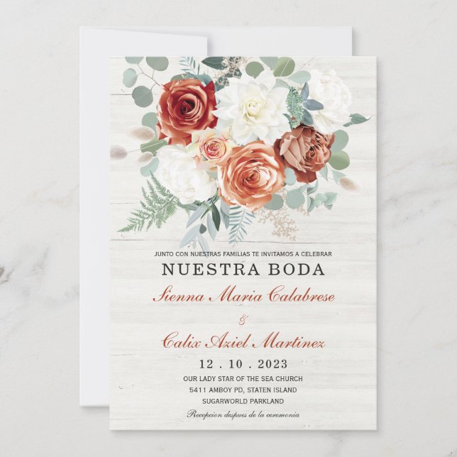 Invitation Idées de mariage en terracotta en espagnol (Devant)