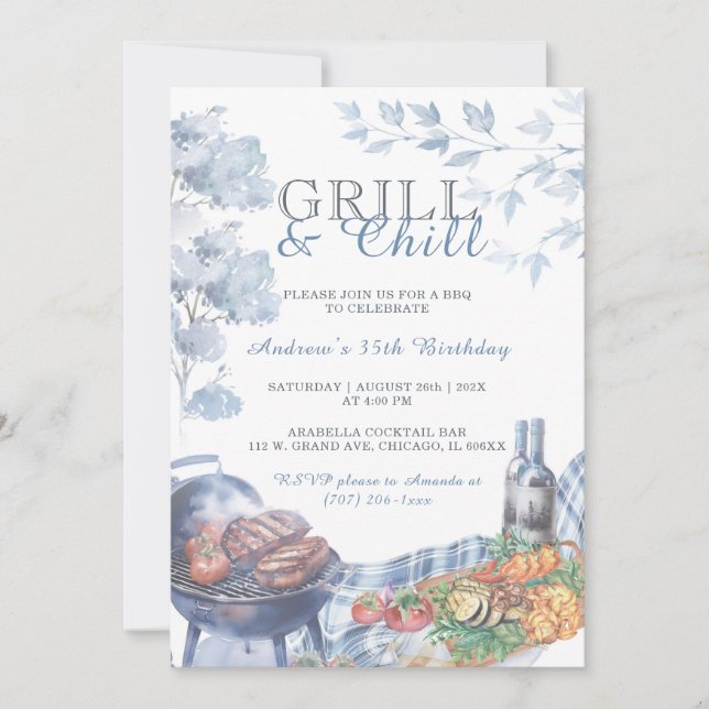 Invitation Idées de modèles de fête d'anniversaire Grill and  (Devant)