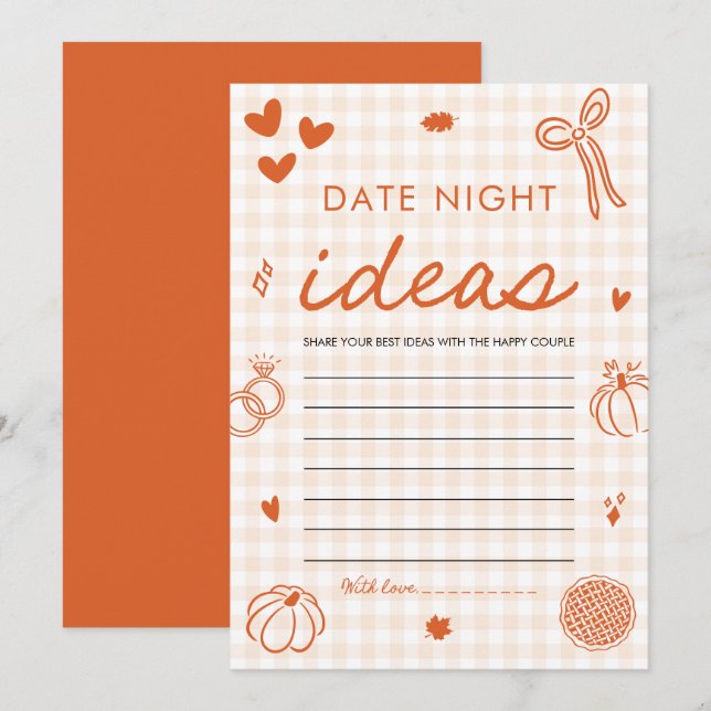 Invitation Idées de soirée en amoureux d'automne orange Jeu d (Devant / Derrière)