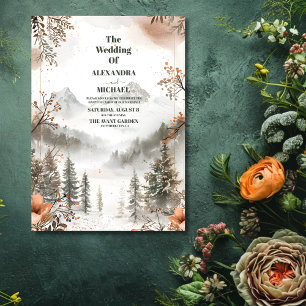 Invitation Idyllic Watercolor Mountain Mariage de forêt d'hiv