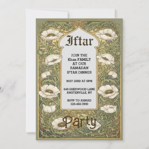 Invitation Iftar Fleur de Pavot Art Nouveau