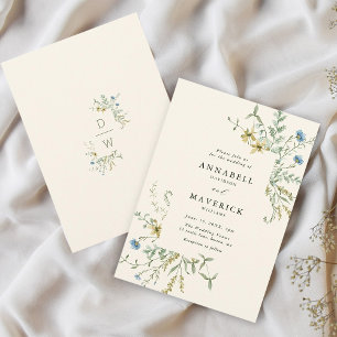 Invitation Iivoire Delicate Fleur sauvage moderne Boho Mariag