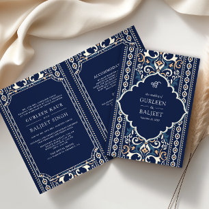 Invitation Ikat Bleu Foncé Combinaison Entière Mariage Sikh